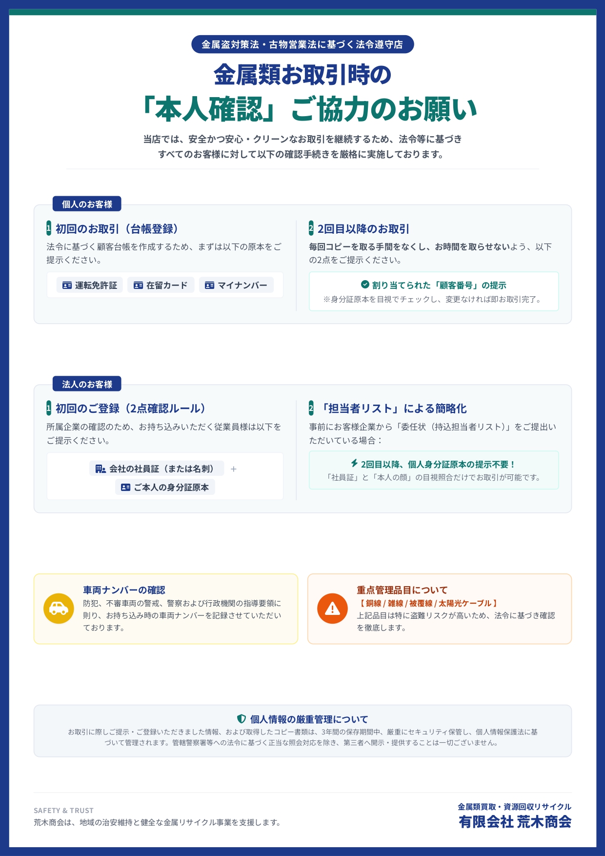 【重要なお知らせ】金属類お持ち込み時の本人確認についての記事へ